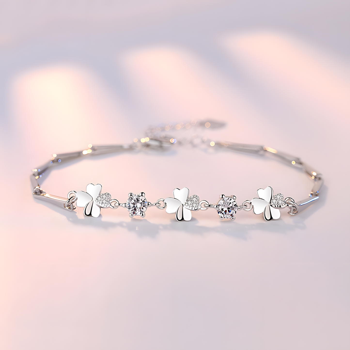 White-Stone Clover Bracelet