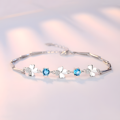 Blue-Stone Clover Bracelet