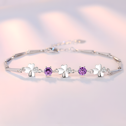 Purple-Stone Clover Bracelet