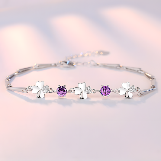 Purple-Stone Clover Bracelet