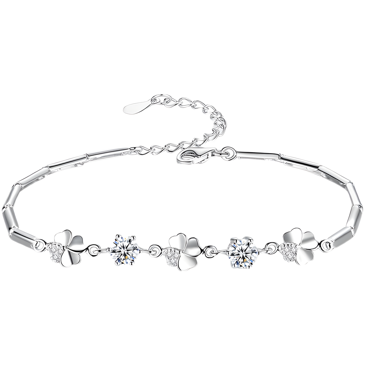 White-Stone Clover Bracelet