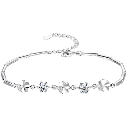 White-Stone Clover Bracelet