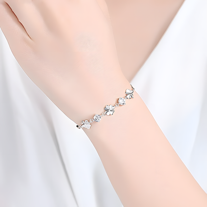 White-Stone Clover Bracelet
