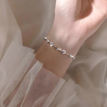 White-Stone Clover Bracelet