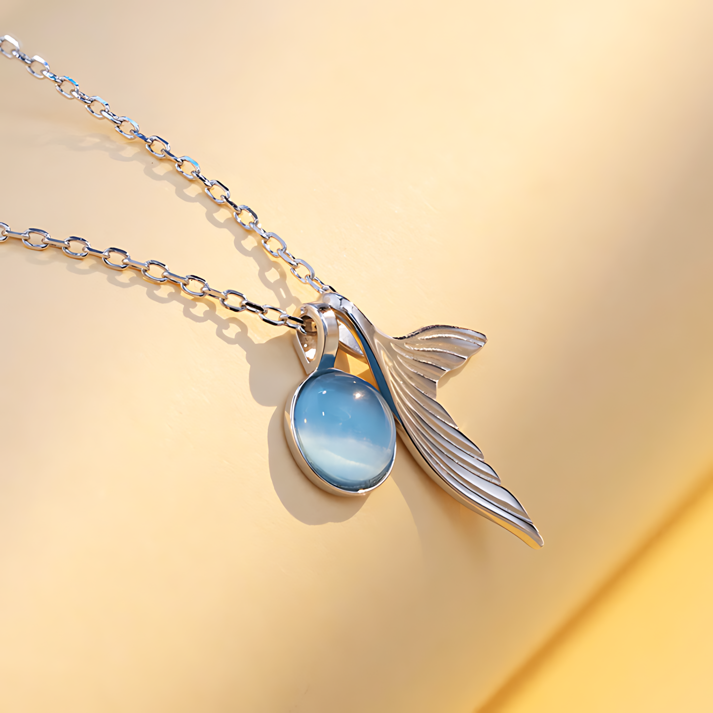 Ocean Stone Mermaid Tail Necklace
