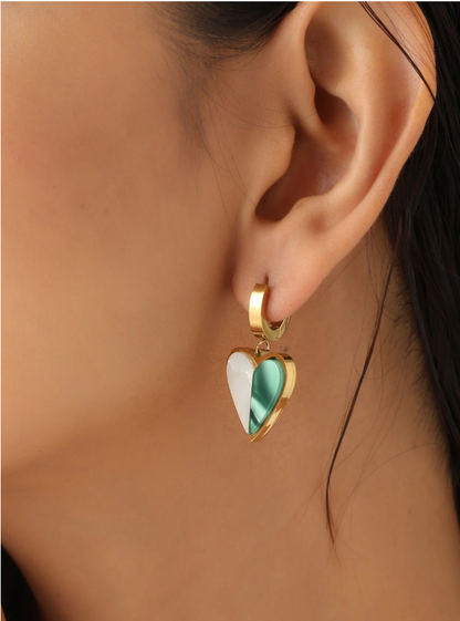 Golden Love Heart Hoops