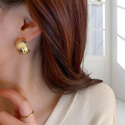 Classic Textured Gold Hoops