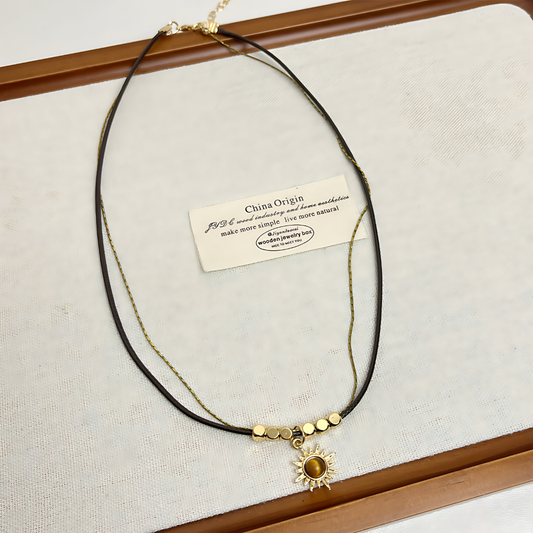 Golden Sun Charm Layered Necklace