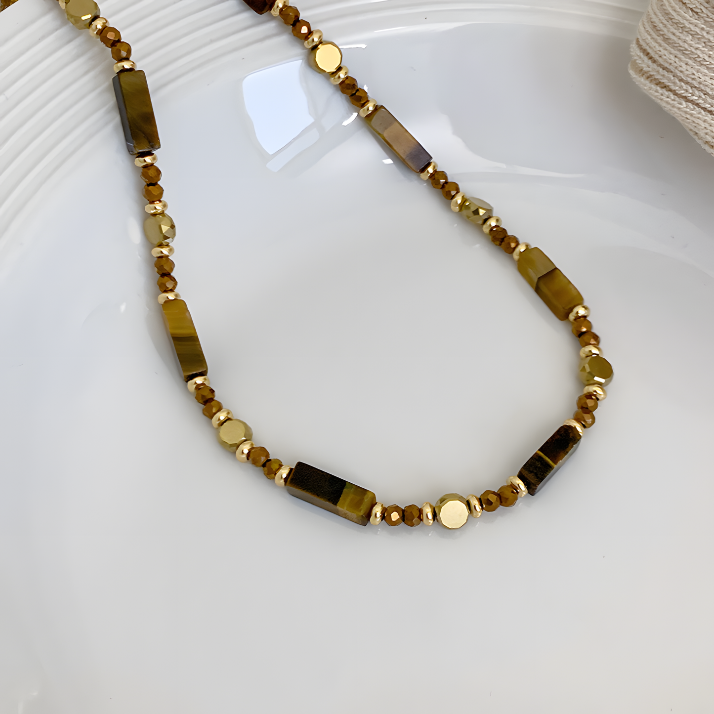 Gemstone Bezel Chain Necklace