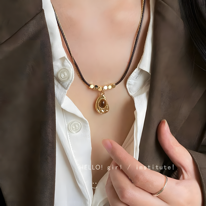 Textured Oval Pendant Layered Necklace