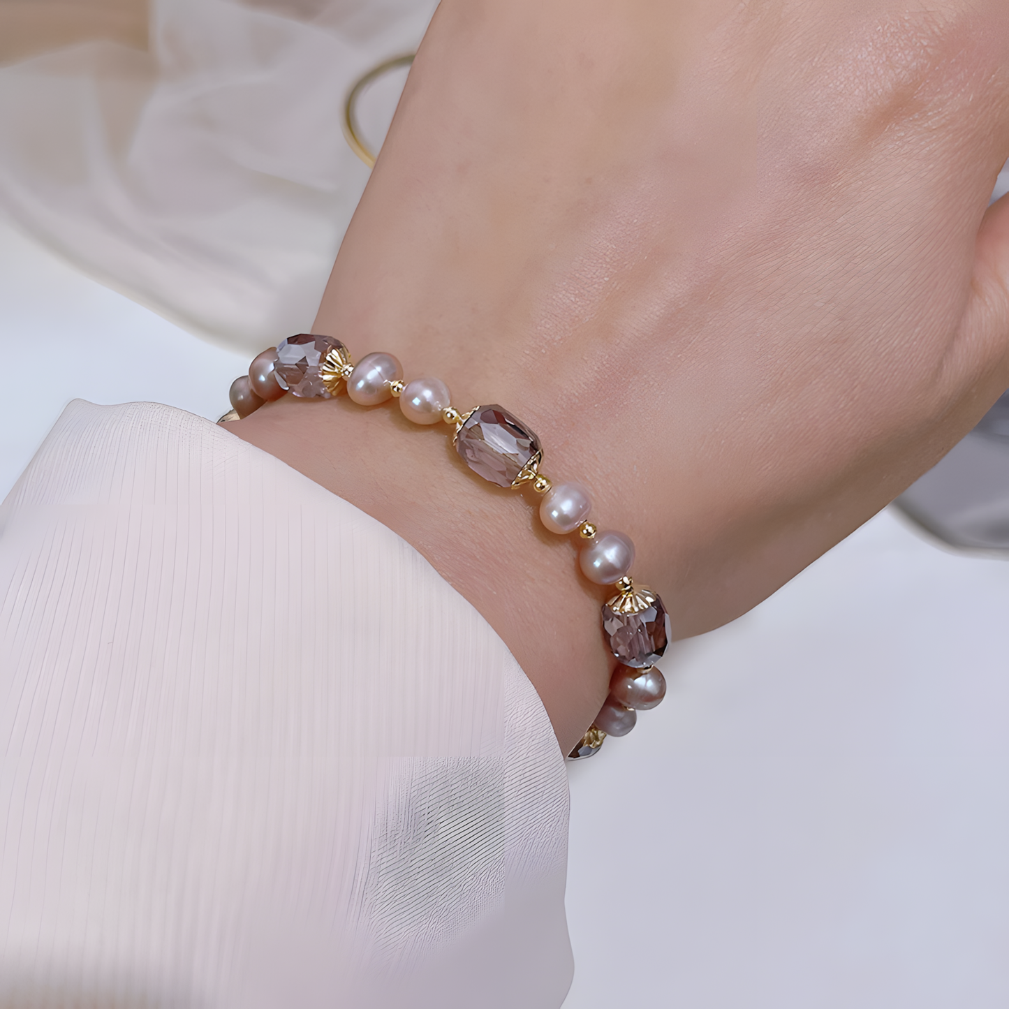 Glimmer Tide Crystal Pearl Bracelet