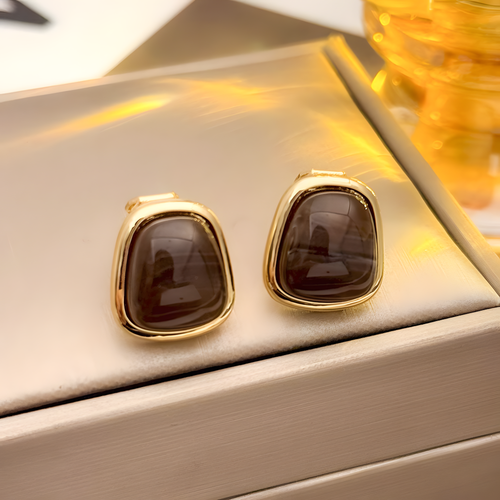 Amber Shine Gold Studs