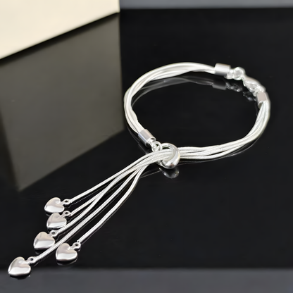 Silver Heart Multi-Strand Bracelet