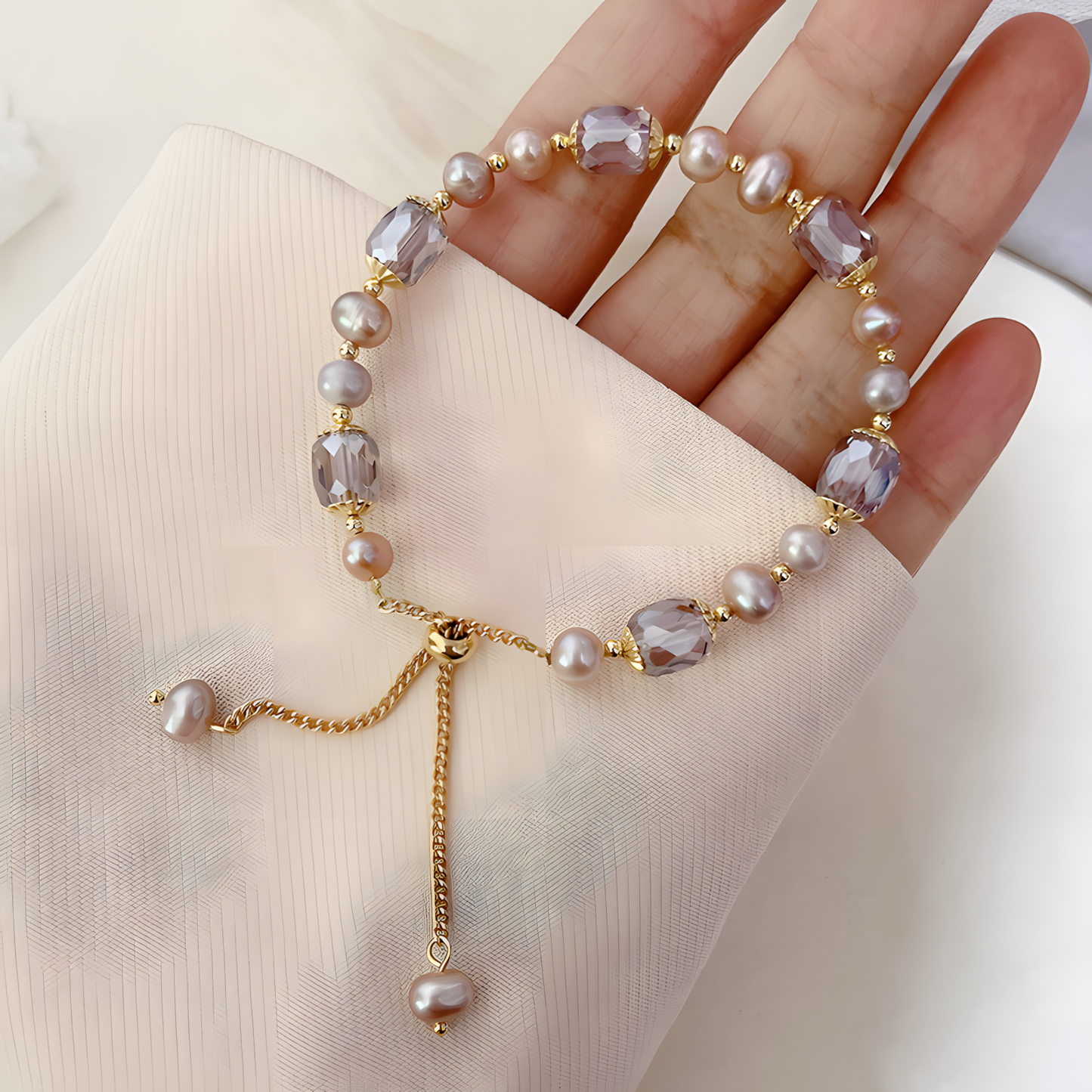 Glimmer Tide Crystal Pearl Bracelet