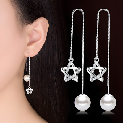 Crystal Star Pearl Dangles