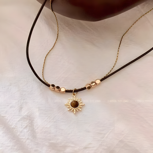 Golden Sun Charm Layered Necklace