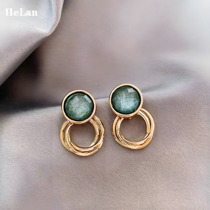 Green Aura Loop Earrings