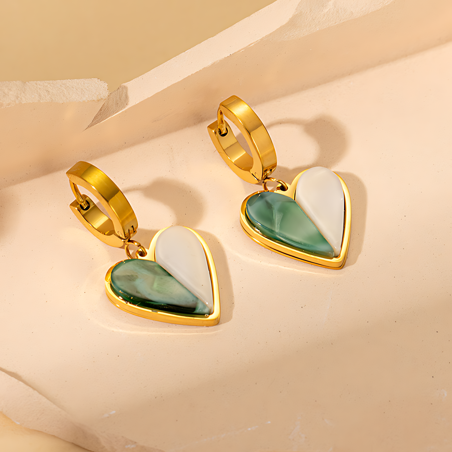 Golden Love Heart Hoops