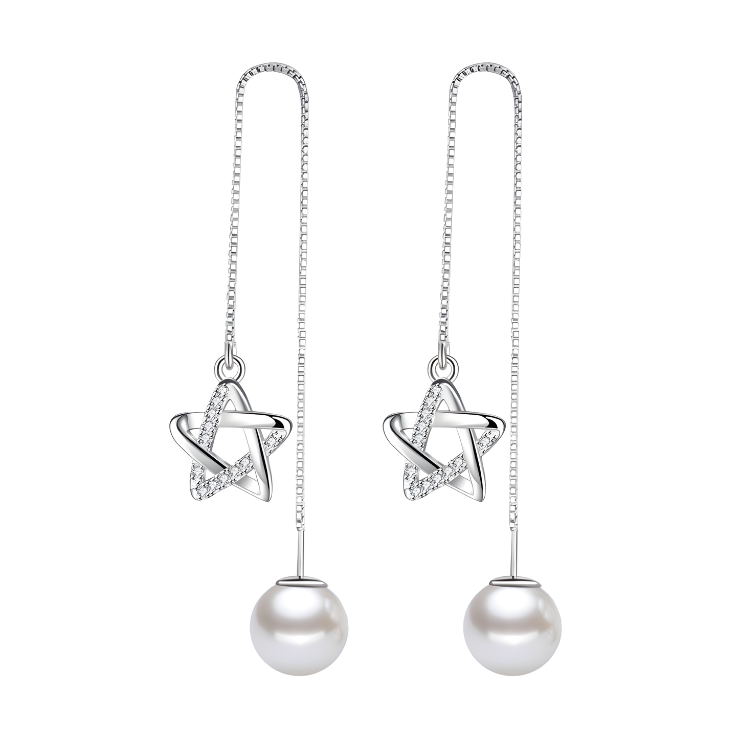 Crystal Star Pearl Dangles