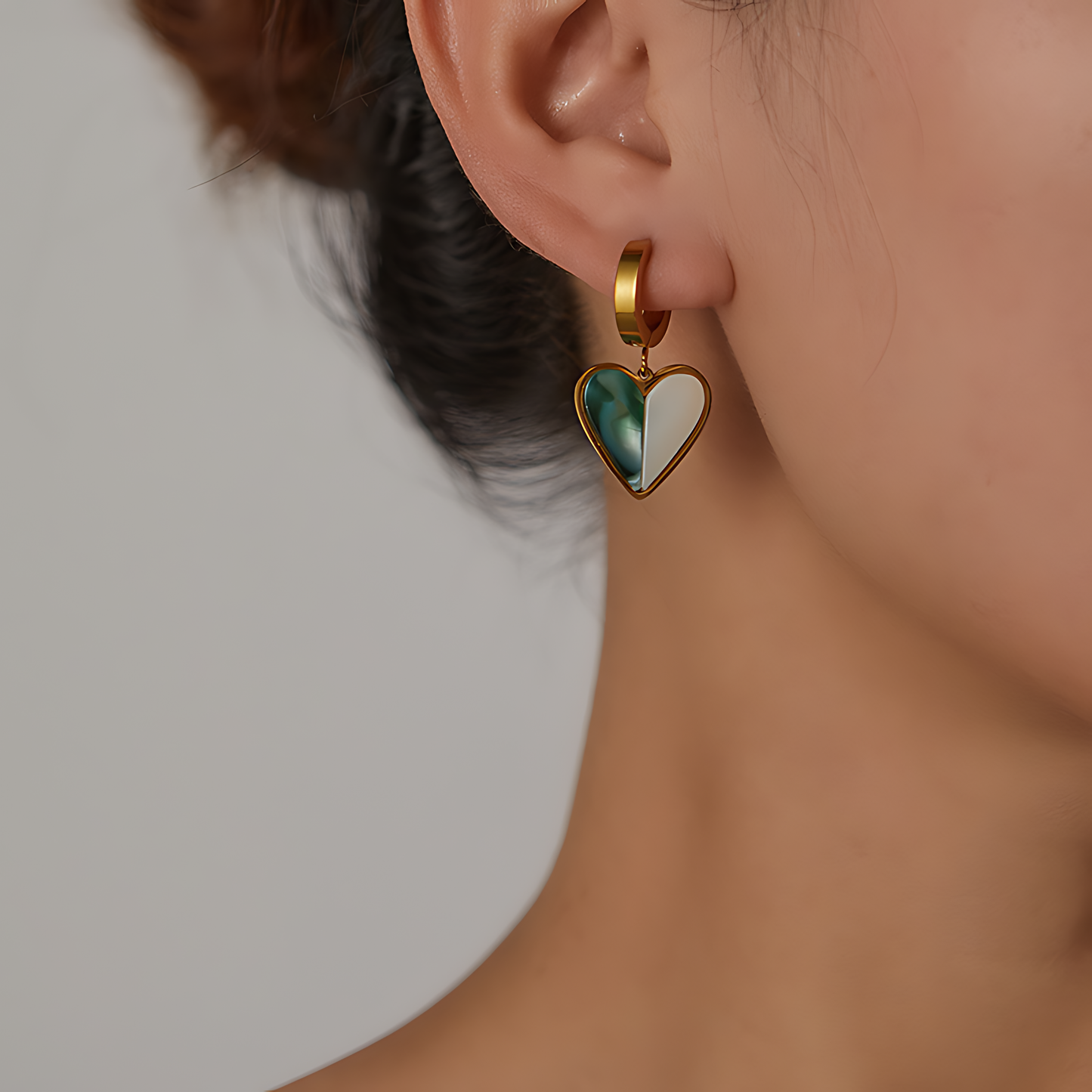 Golden Love Heart Hoops