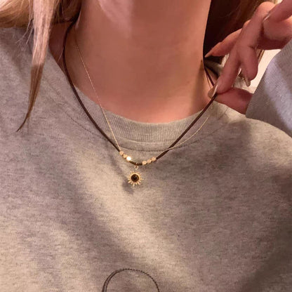 Golden Sun Charm Layered Necklace