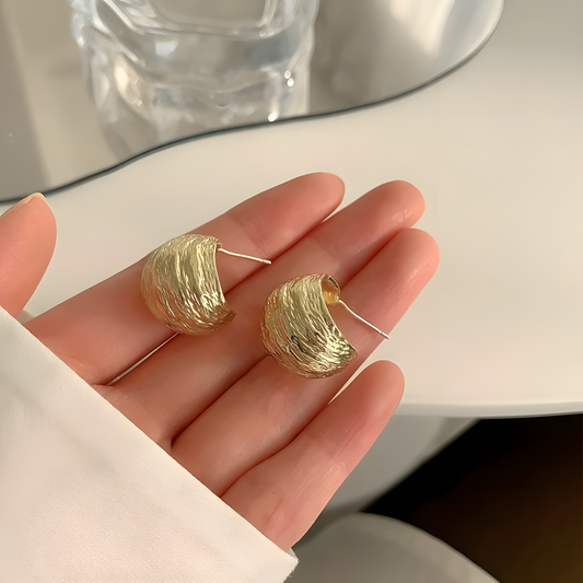 Classic Textured Gold Hoops