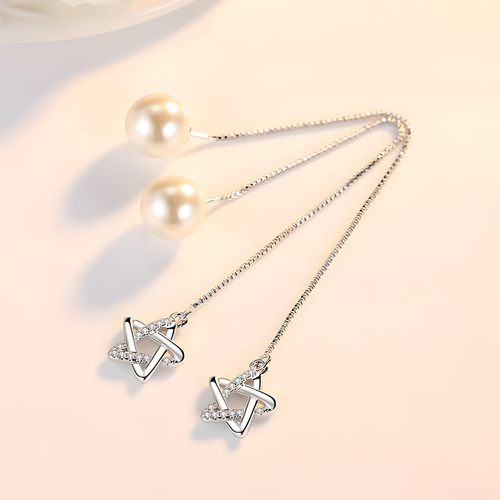 Crystal Star Pearl Dangles