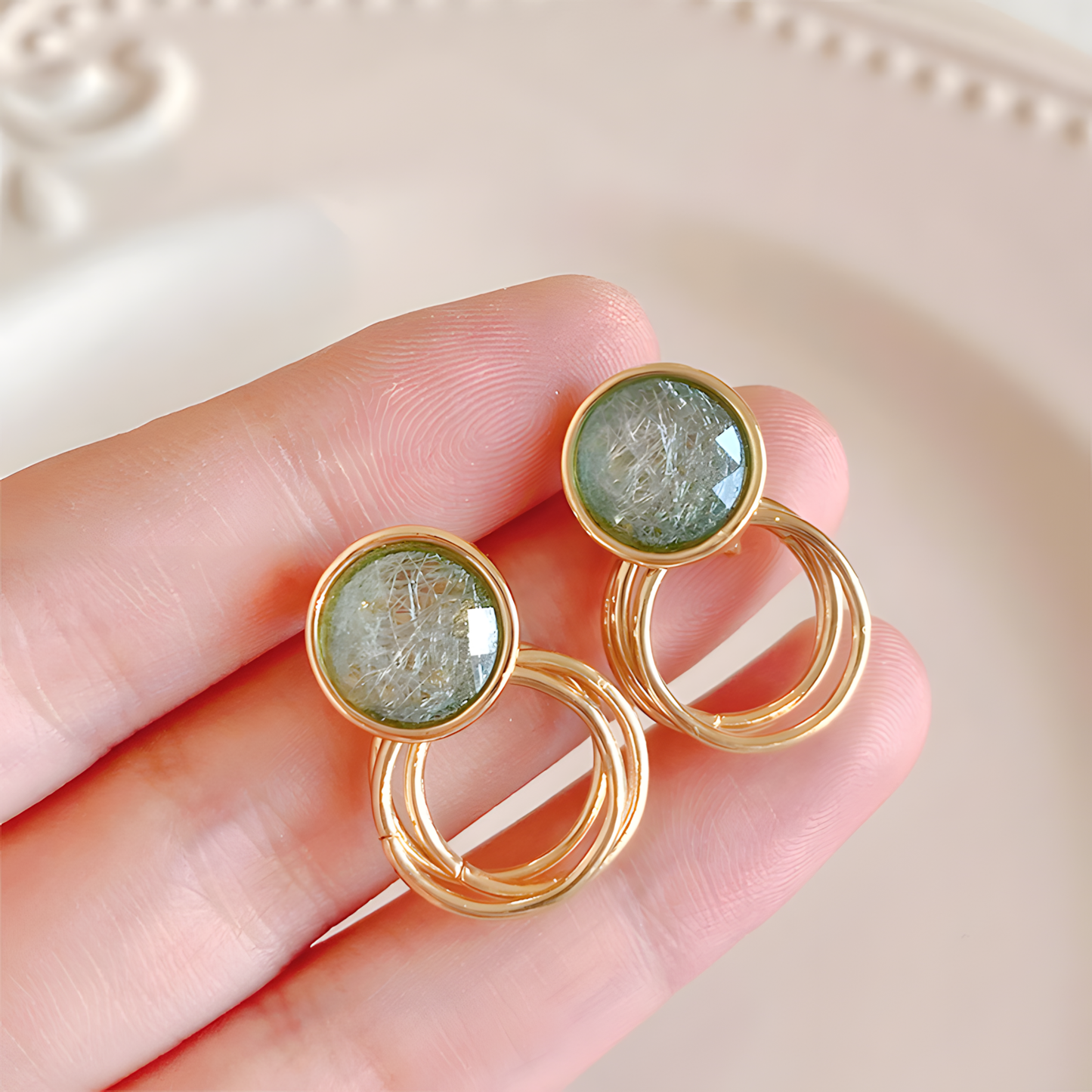 Green Aura Loop Earrings