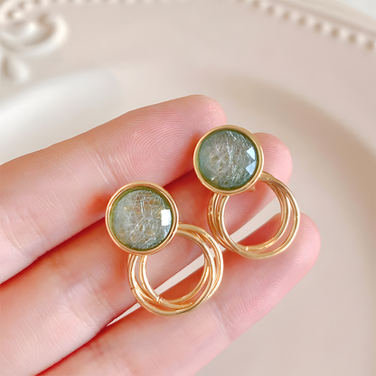 Green Aura Loop Earrings