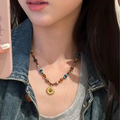 Boho Beaded Sun Necklace