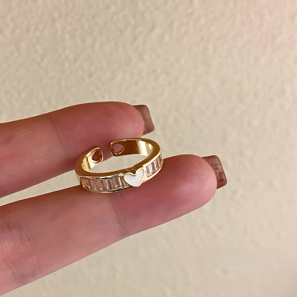 Baguette Stone Heart Ring