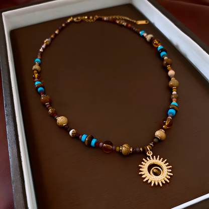 Boho Beaded Sun Necklace