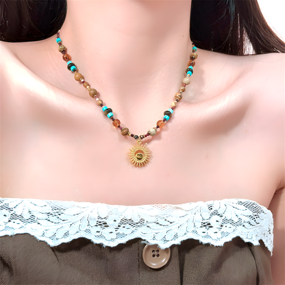 Boho Beaded Sun Necklace