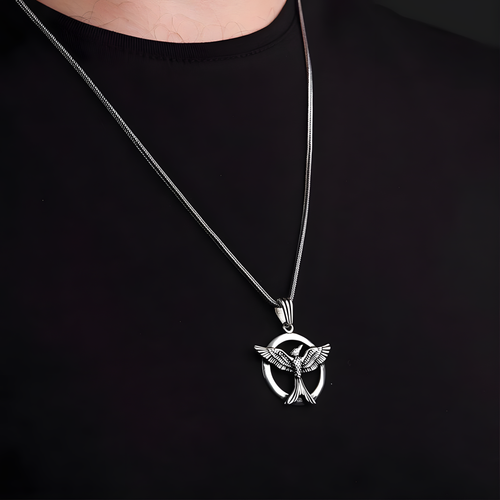 Symbolic Silver Bird Necklace