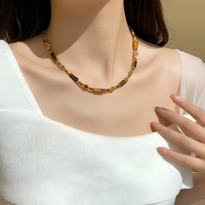 Gemstone Bezel Chain Necklace