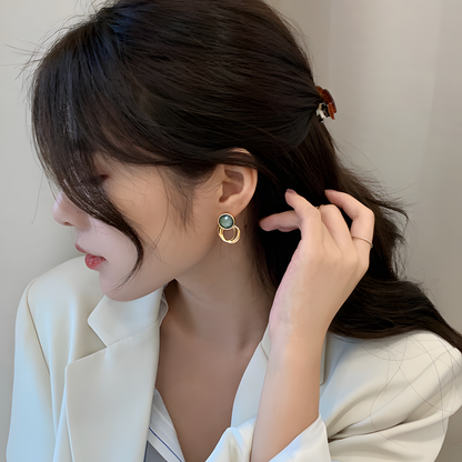 Green Aura Loop Earrings