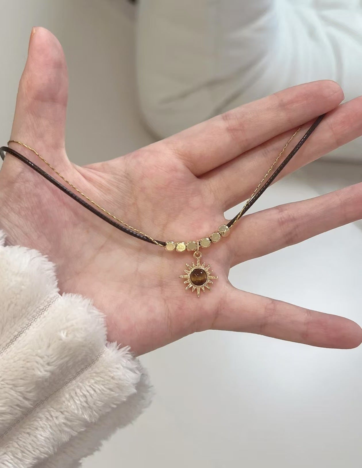 Golden Sun Charm Layered Necklace