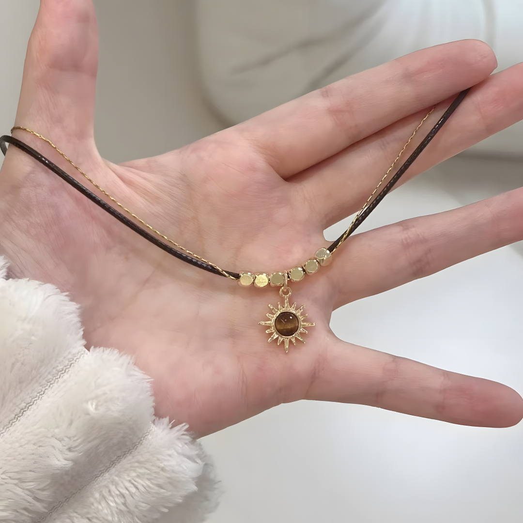 Golden Sun Charm Layered Necklace