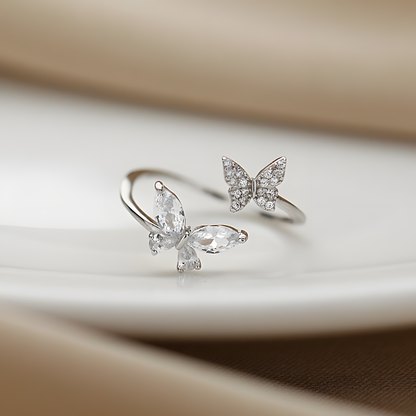 Sparkling Twin Butterfly Ring