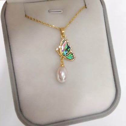 Butterfly Pearl Drop Necklace