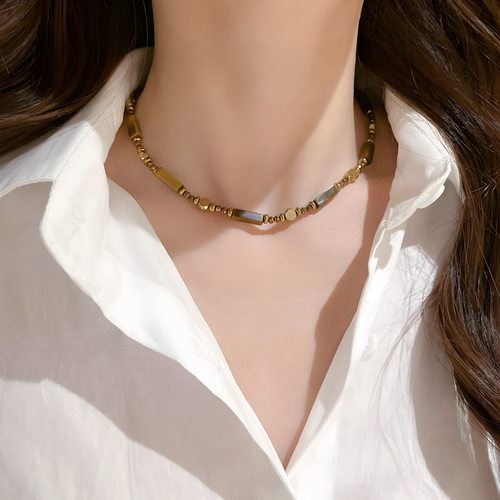 Gemstone Bezel Chain Necklace