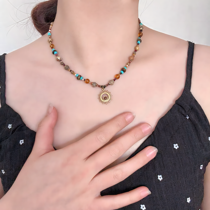 Boho Beaded Sun Necklace
