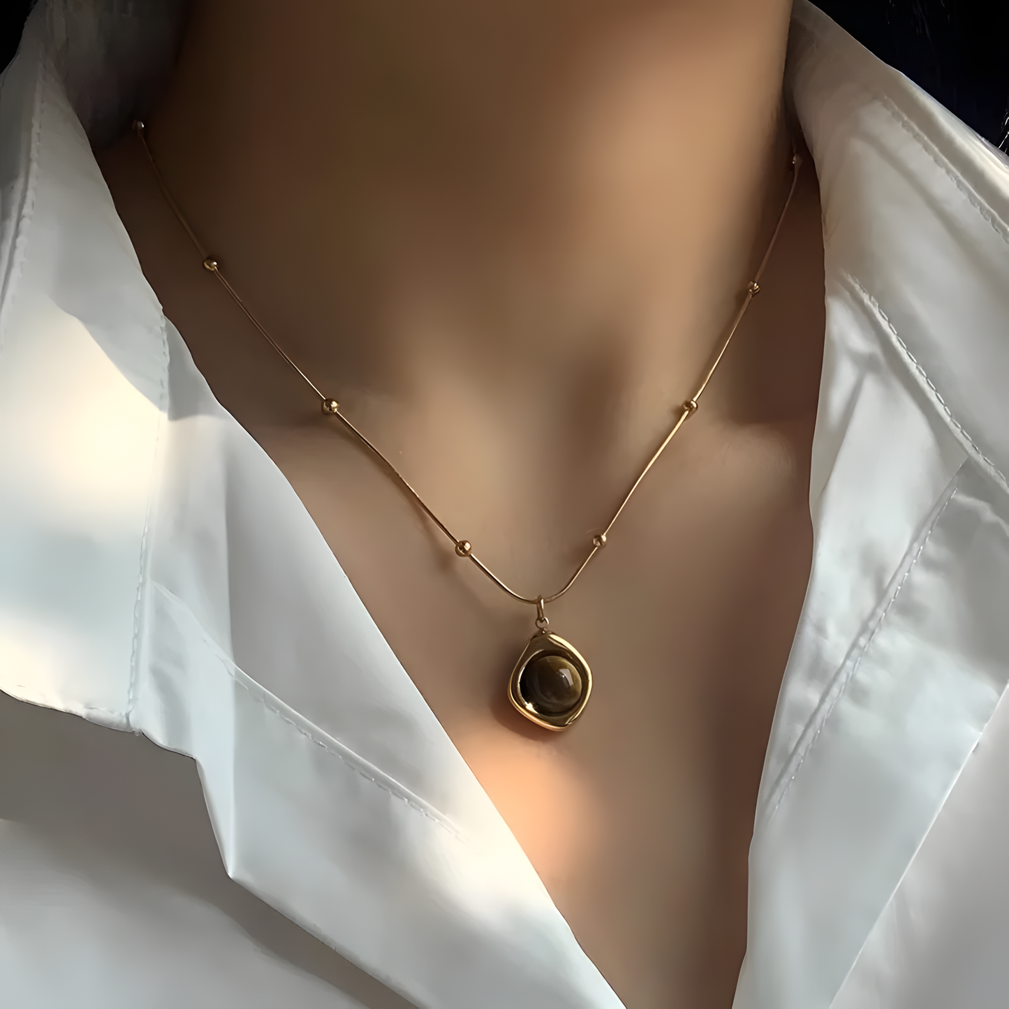 Tiger Eye Beaded Snake Chain