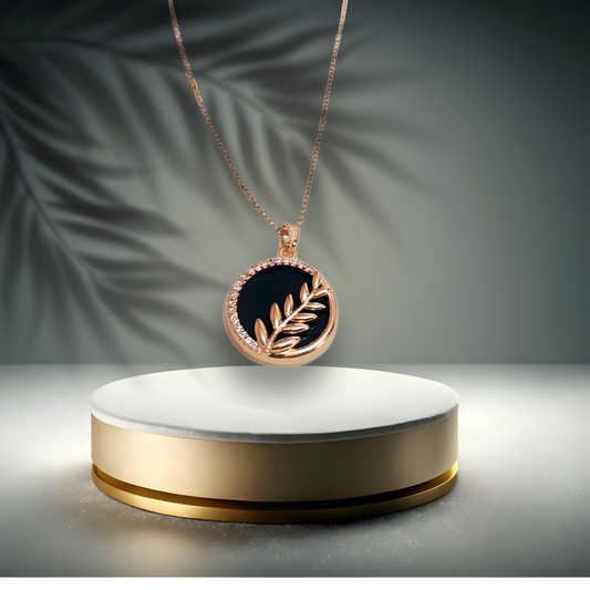 Black Onyx Leaf Pendant