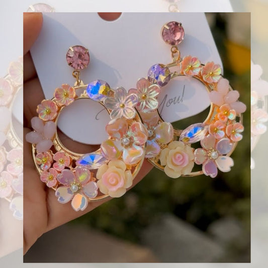 Floral Hoop Earrings
