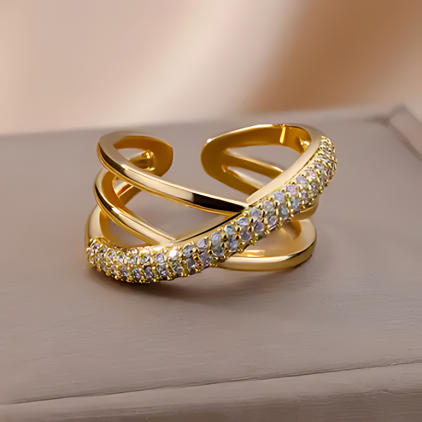 Everyday Criss-Cross Zircon Ring