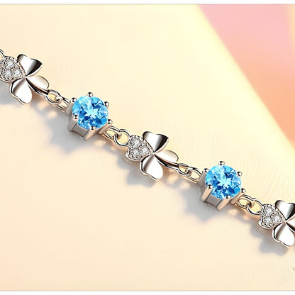 Blue-Stone Clover Bracelet