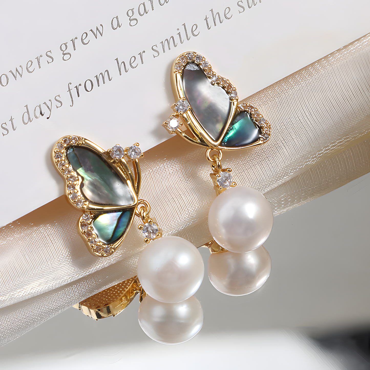 Butterfly Pearl Drop Earrings