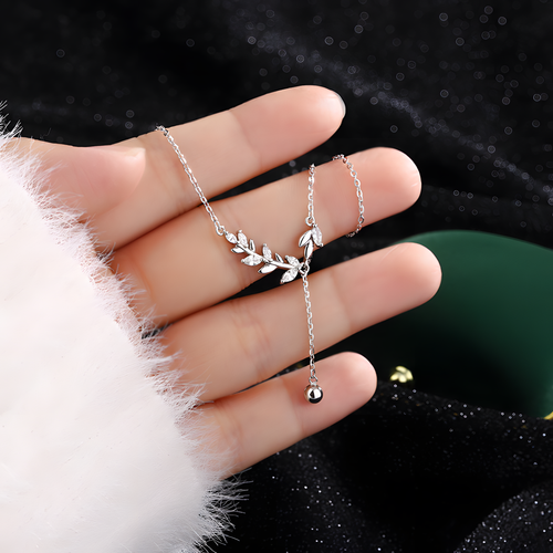 Silver Leaffall Tassel Necklace