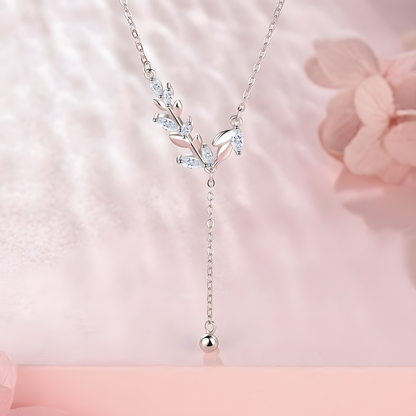 Silver Leaffall Tassel Necklace